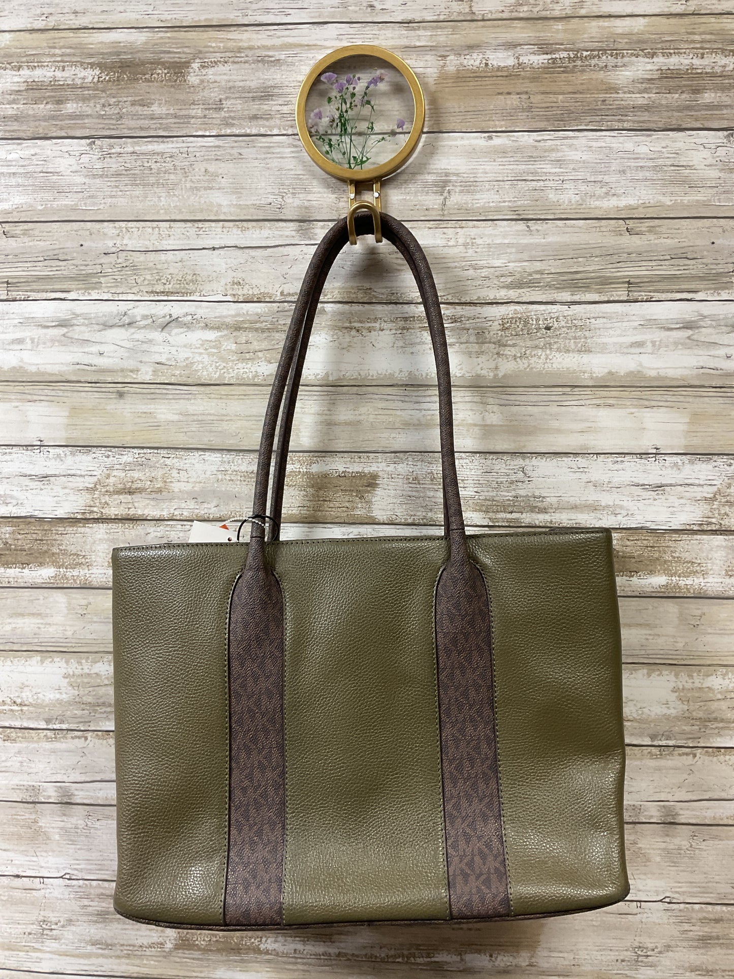 Handbag Designer By Michael Kors In Brown & Green, Size:Large