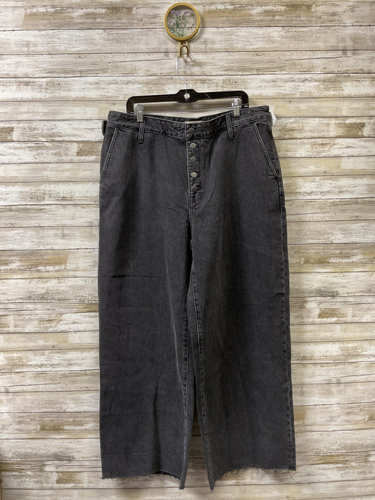 Jeans Wide Leg By Madewell In Black Denim, Size:16