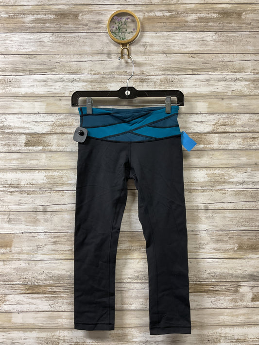 Athletic Capris By Lululemon In Black & Blue, Size:4