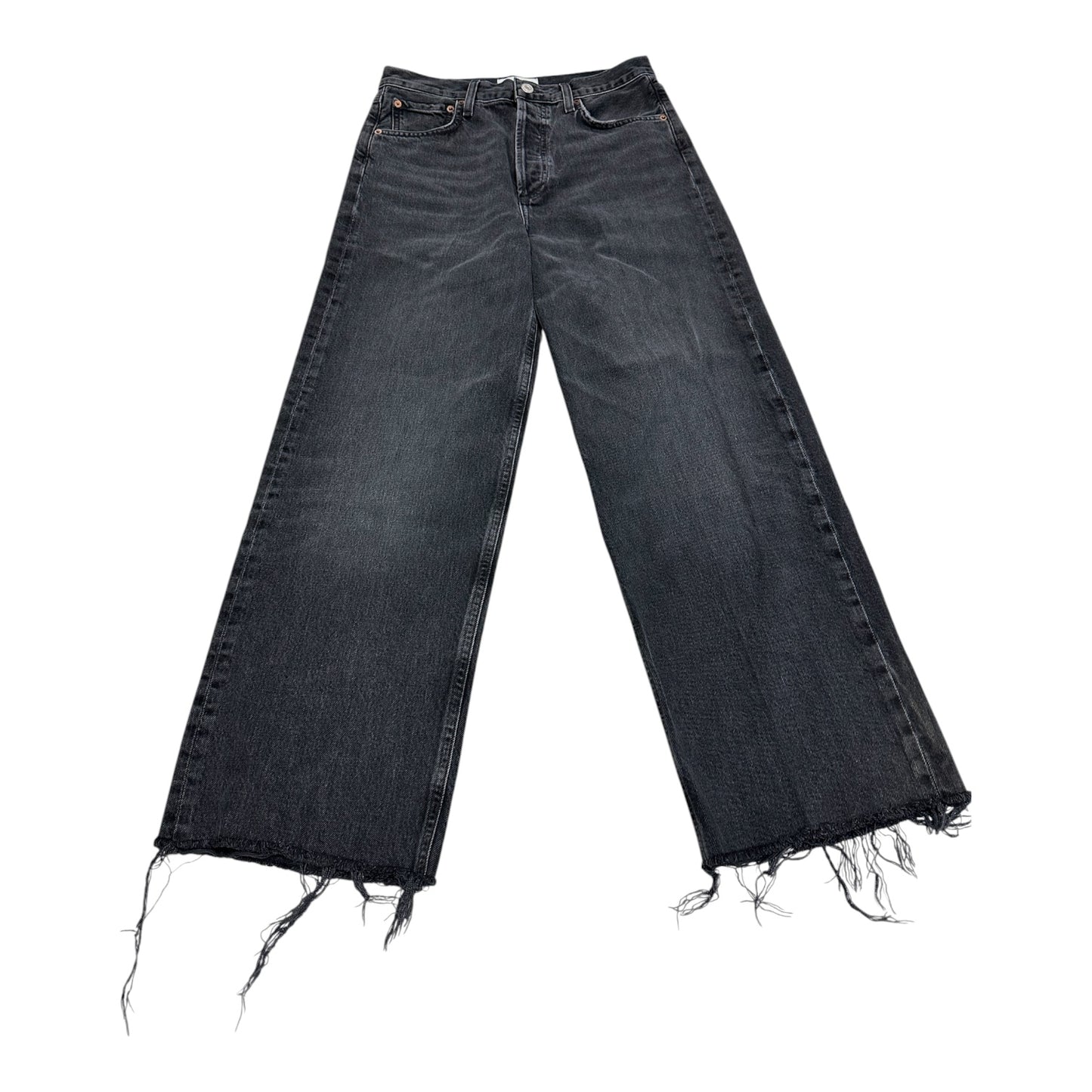Jeans Wide Leg By Agolde In Black Denim, Size:4
