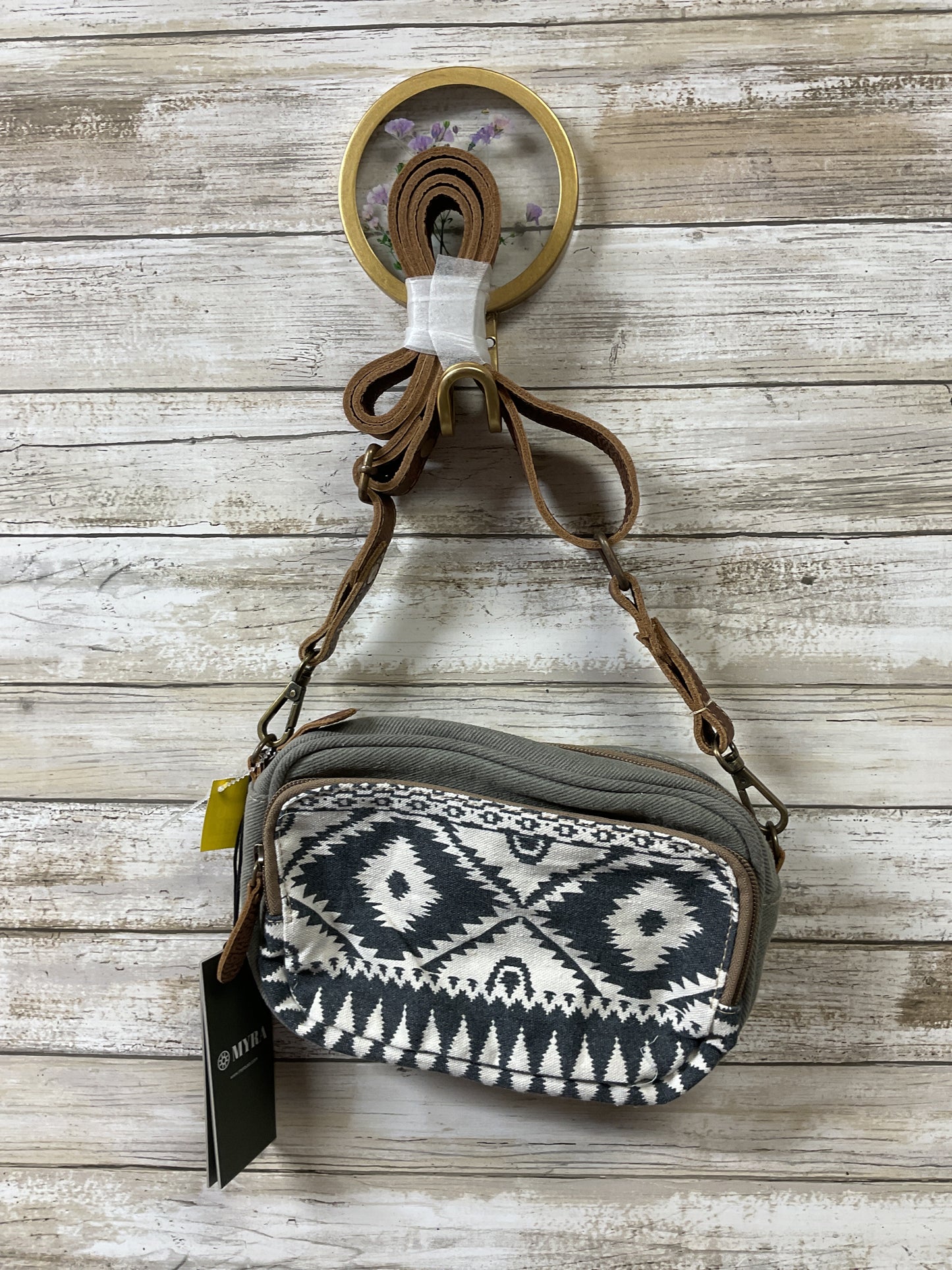 Crossbody By Myra In Grey & White, Size:Small