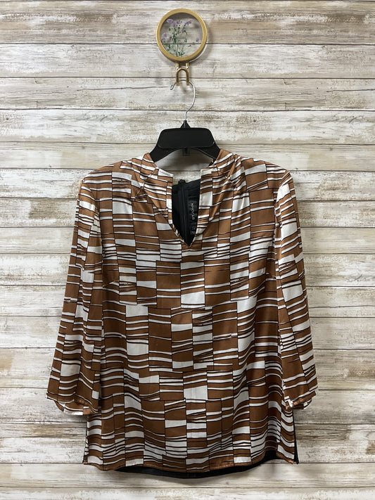 Blouse Luxury Designer By St John Collection In Black & Brown, Size:6