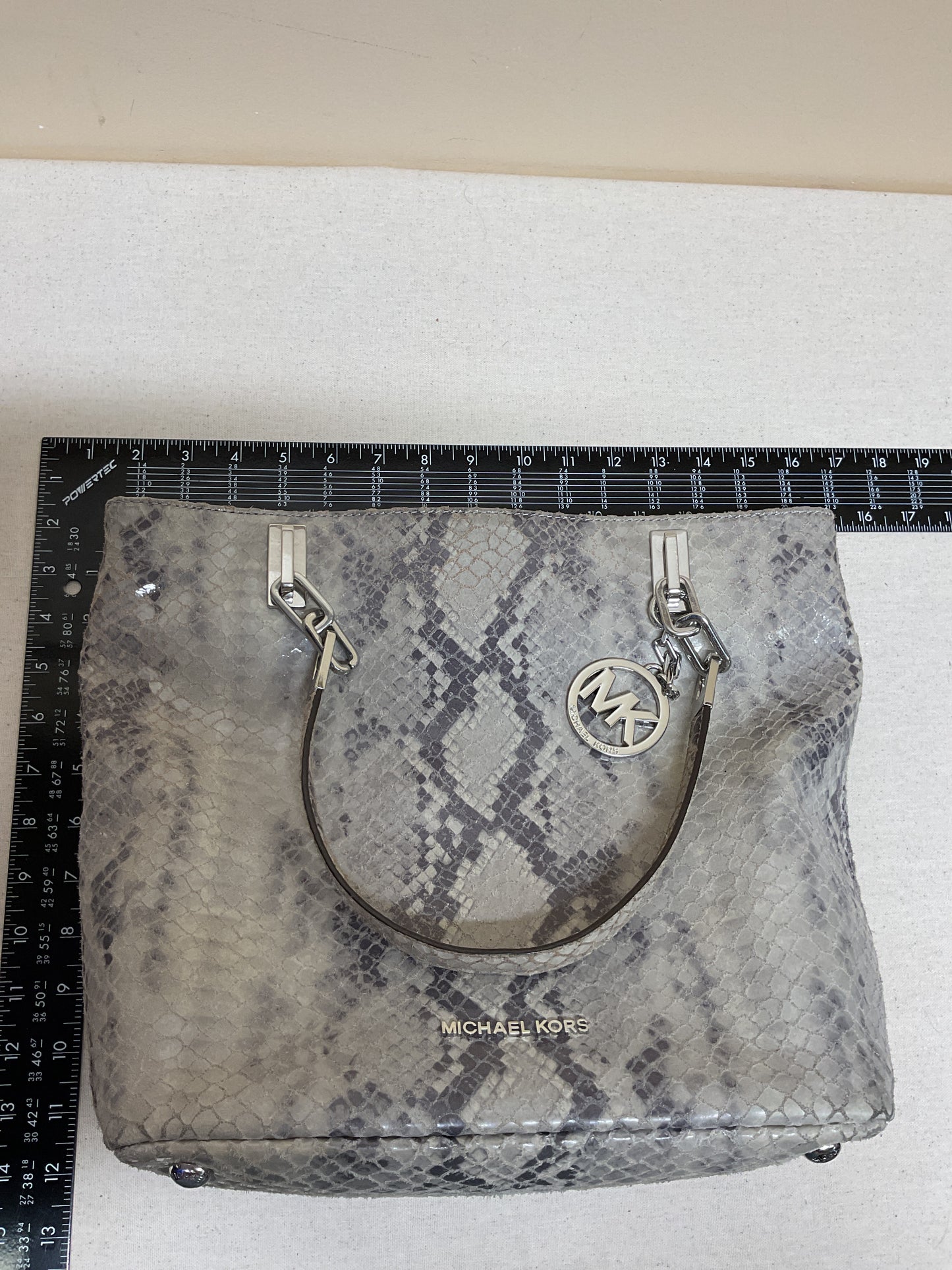 Handbag Designer By Michael Kors In Snakeskin Print, Size:Large