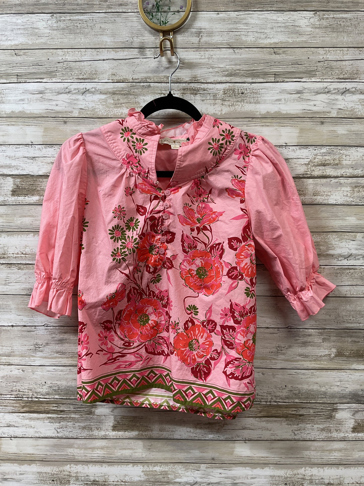 Blouse 3/4 Sleeve By Cma In Floral Print, Size:S