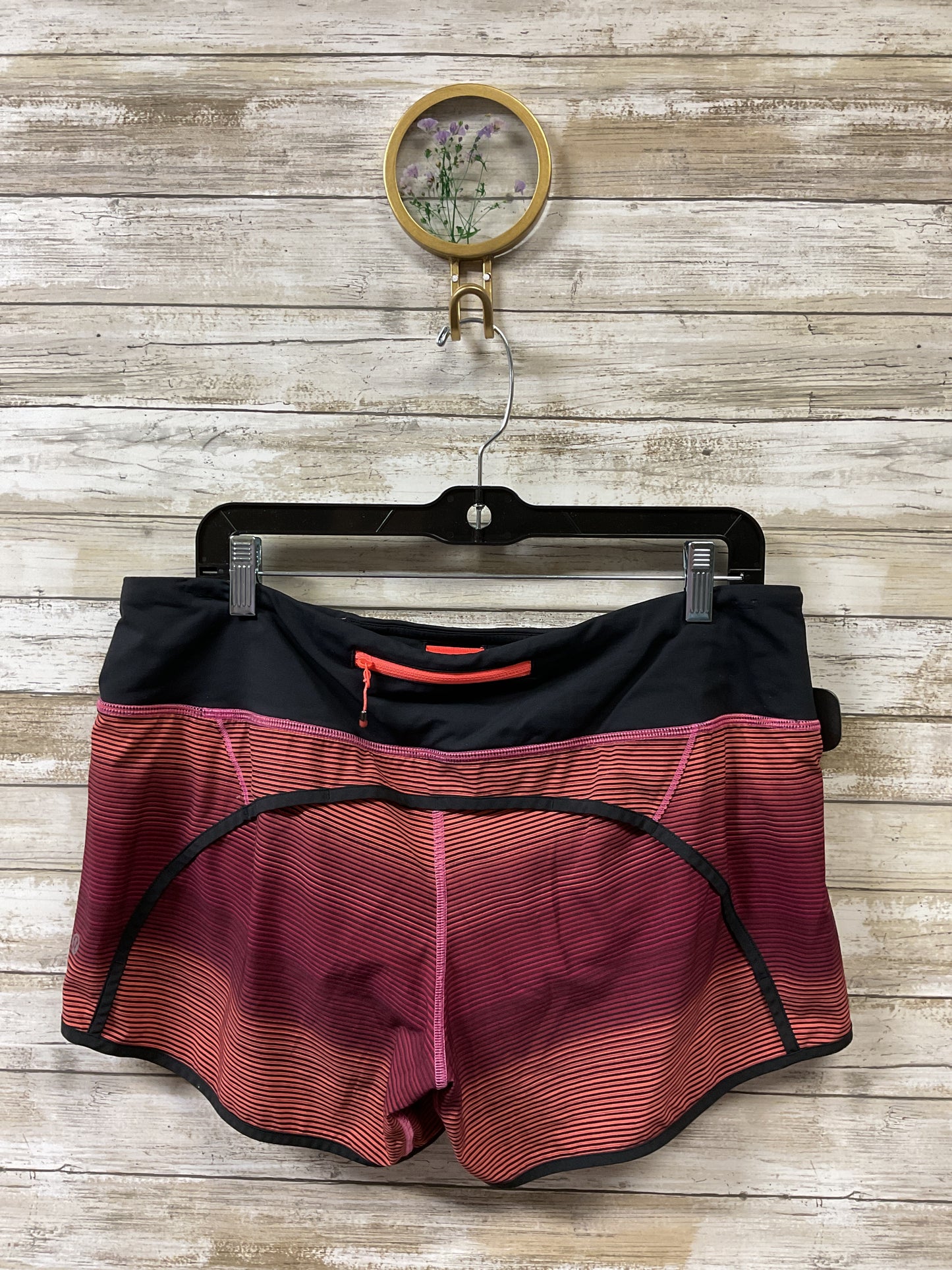 Athletic Shorts By Lululemon In Black & Pink, Size:10