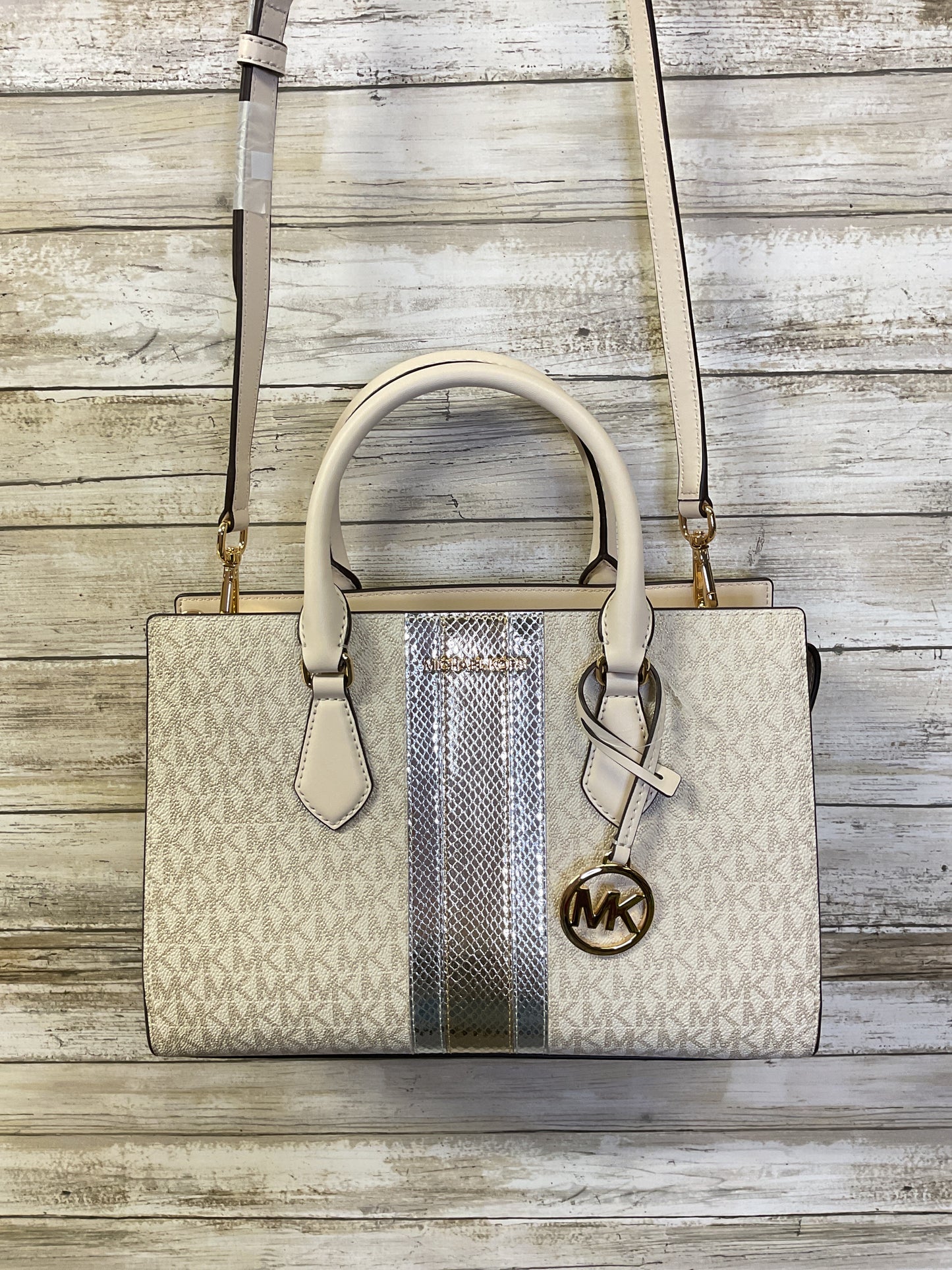 Handbag Designer By Michael Kors In Cream, Size:Medium