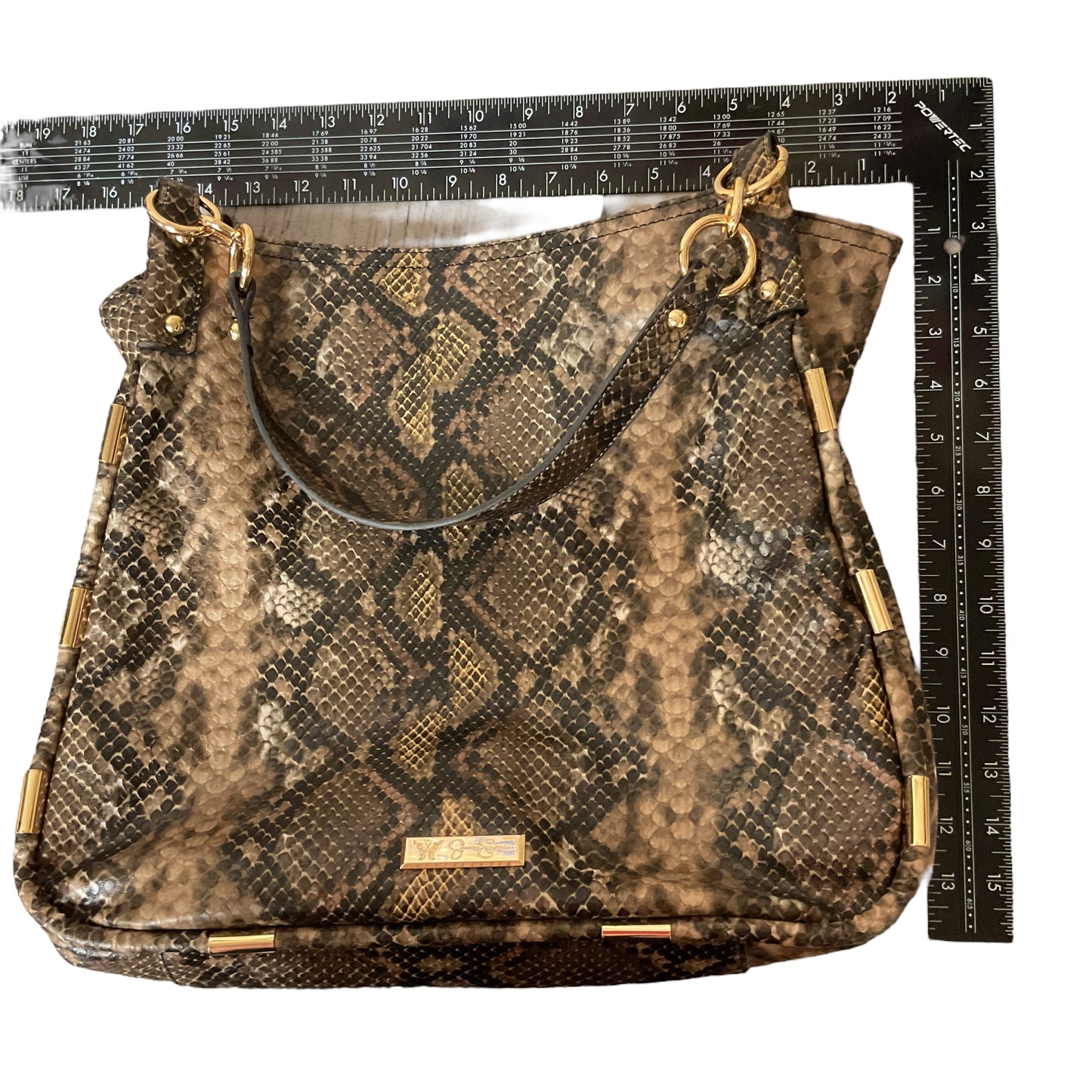 Handbag By Jessica Simpson In Snakeskin Print, Size:Large