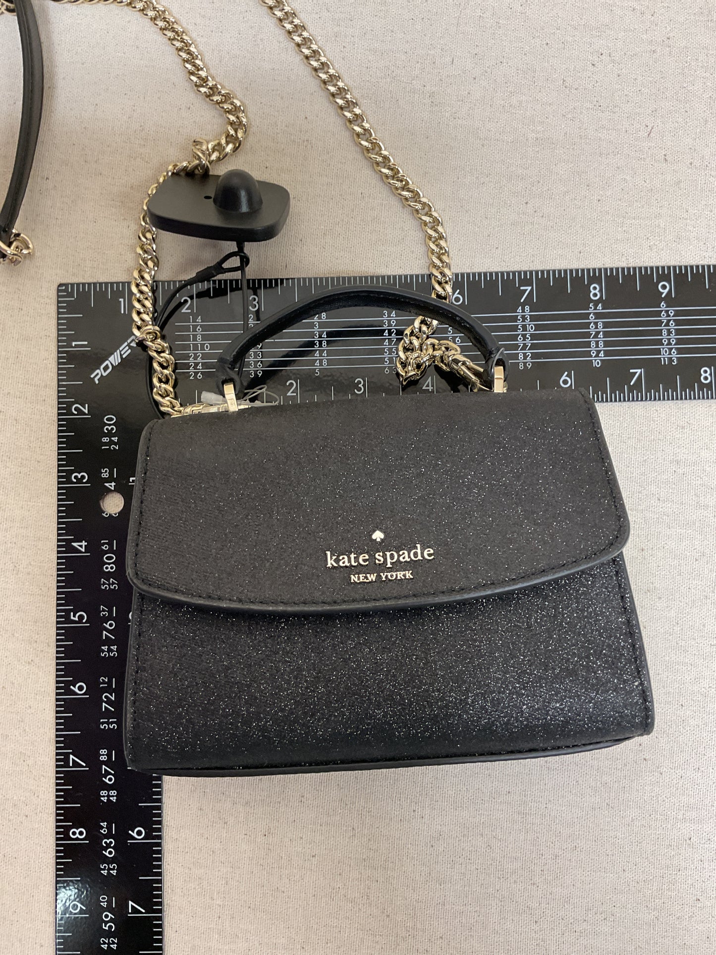 Handbag Designer By Kate Spade In Black & Gold, Size:Small