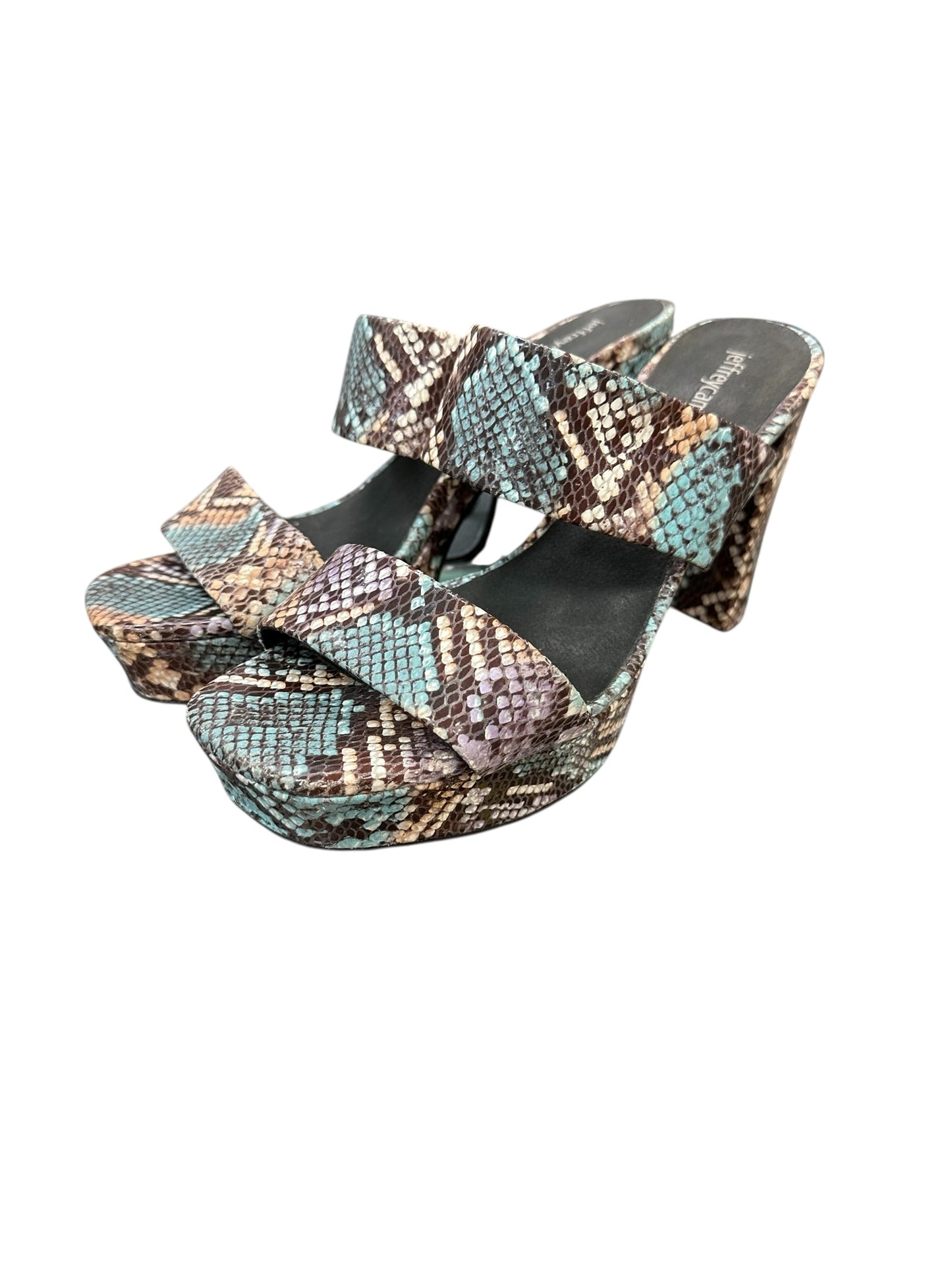 Sandals Heels Block By Jeffrey Campbell In Snakeskin Print, Size:9