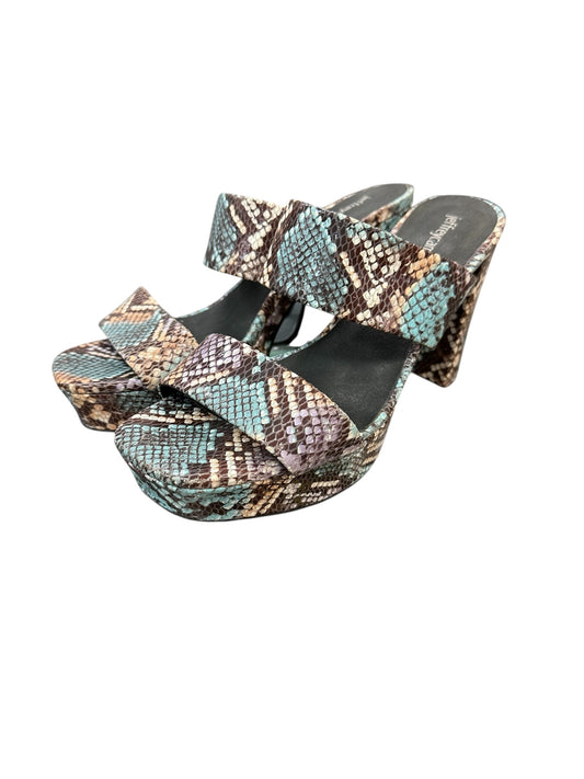 Sandals Heels Block By Jeffrey Campbell In Snakeskin Print, Size:9