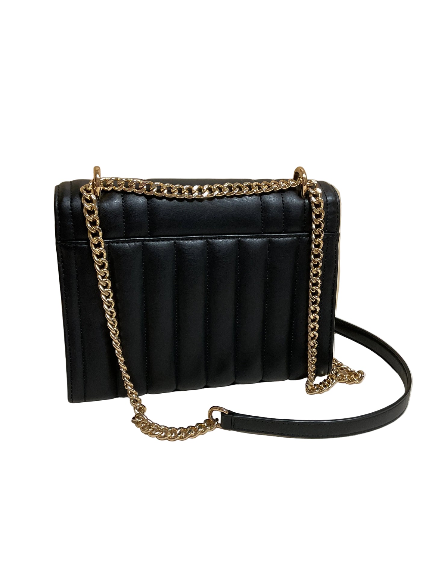 Handbag Designer By Michael Kors In Black & Gold, Size:Medium