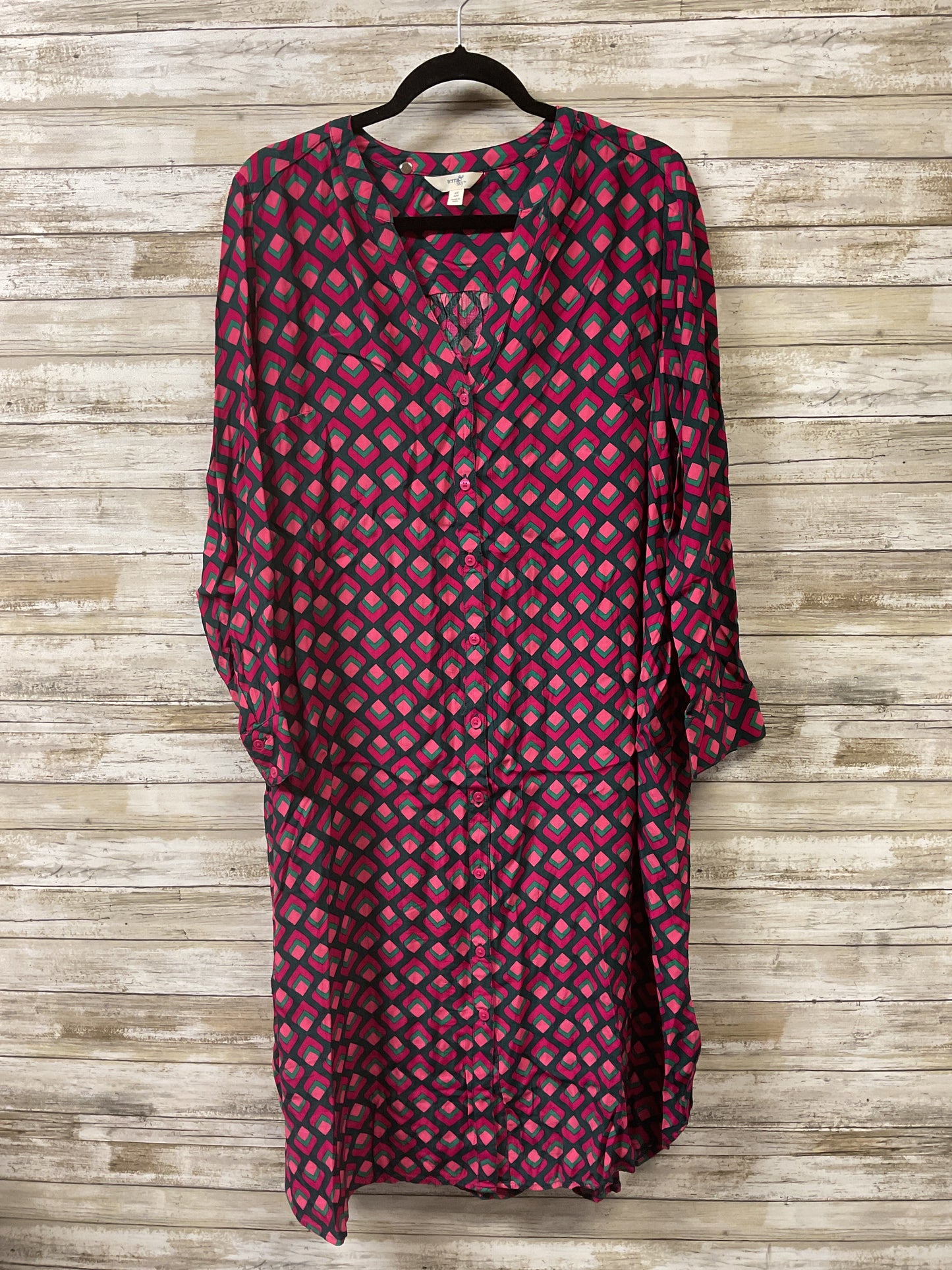 Dress Casual Midi By Terra & Sky In Green & Pink, Size:Xl