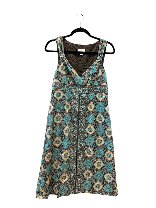 Dress Casual Midi By Loft In Blue & Brown, Size:8