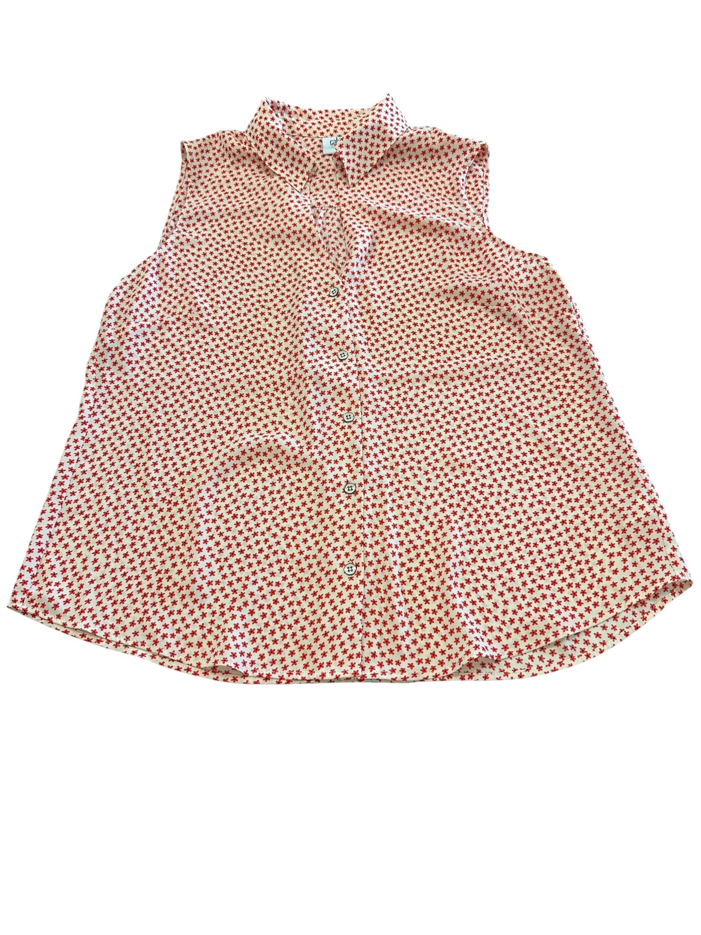 Blouse Sleeveless By Cabi In Cream & Red, Size:L