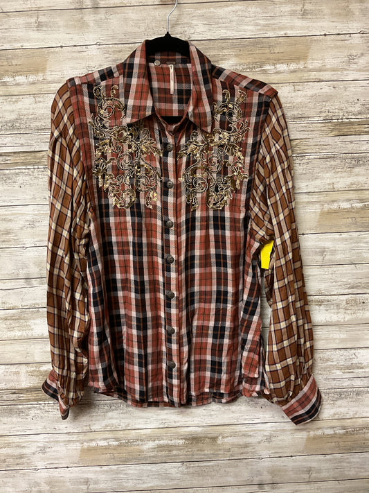 Top Ls By Free People In Brown & Cream, Size:S