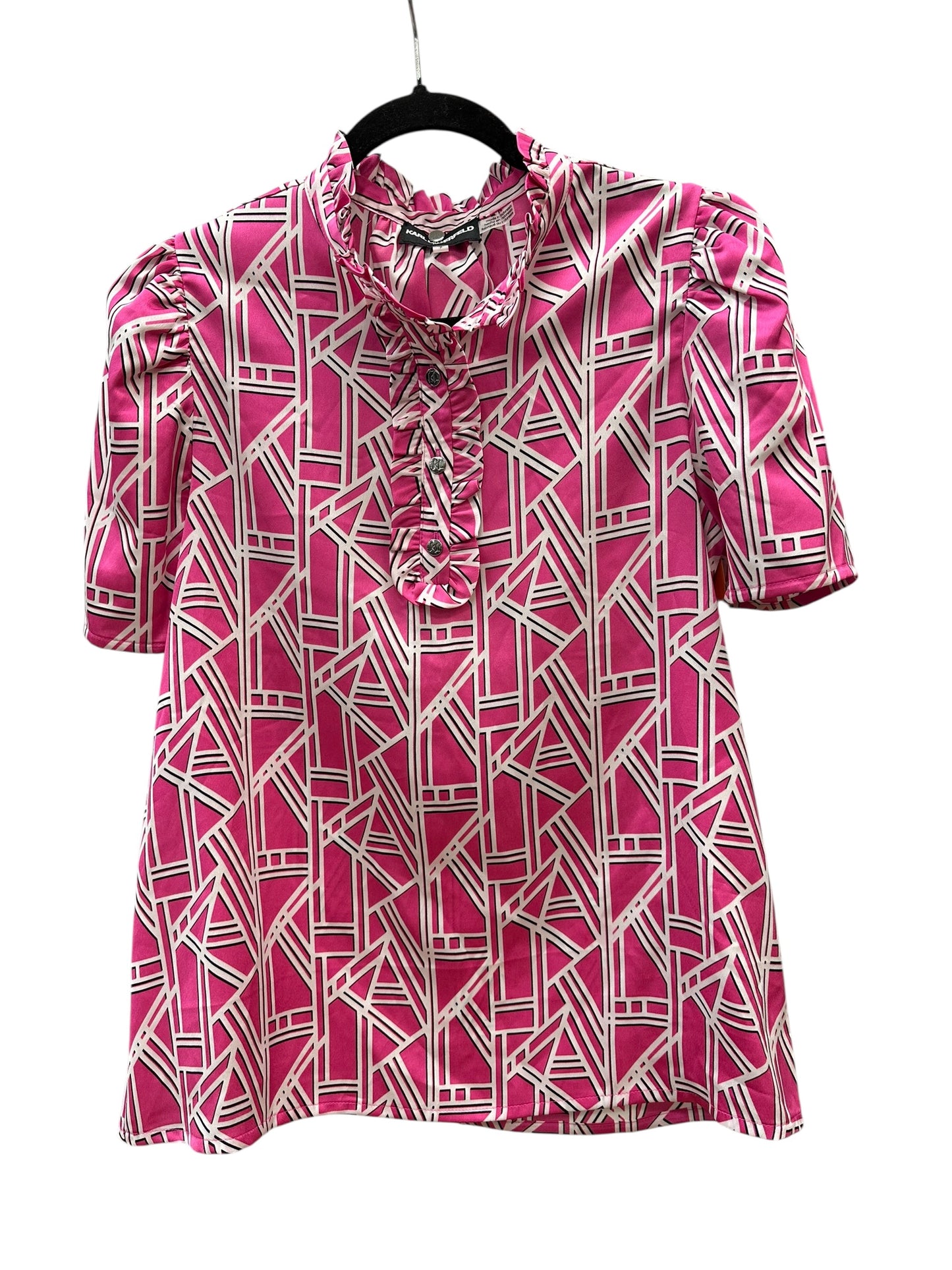 Top Ss Designer By Karl Lagerfeld In Pink & White, Size:Sp
