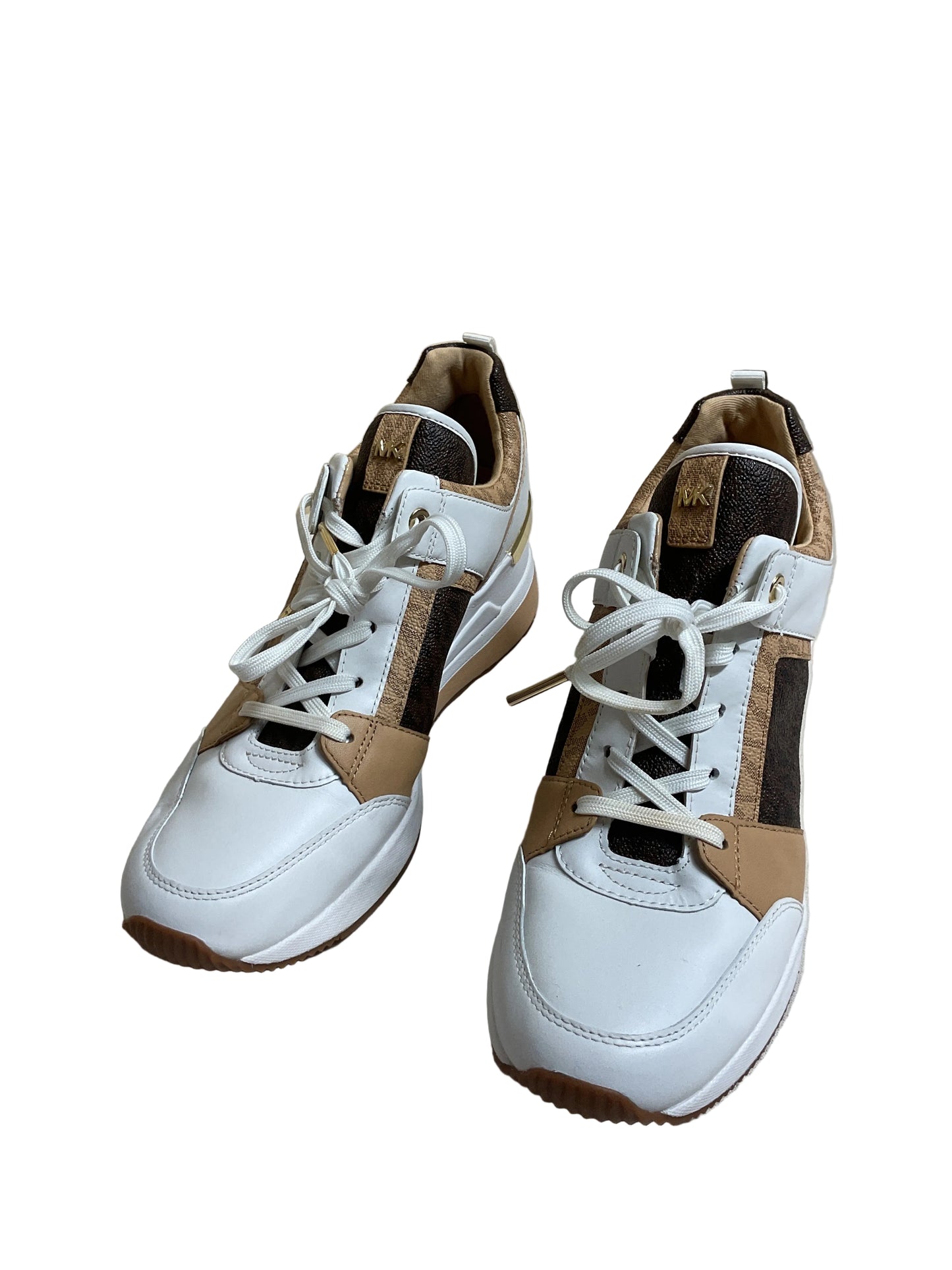 Shoes Designer By Michael Kors In Brown & White, Size:9