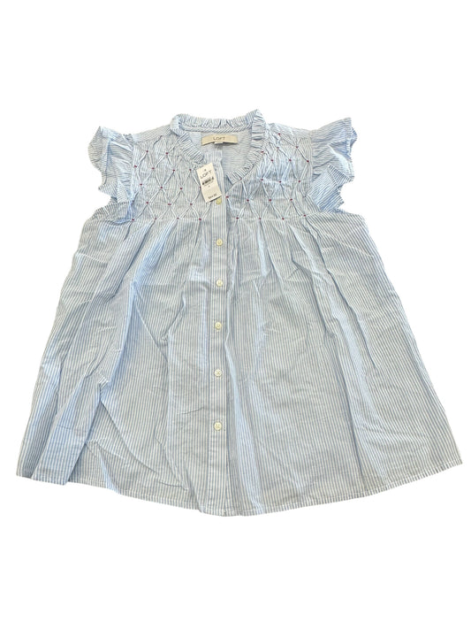 Top Sleeveless By Loft In Blue & White, Size:S