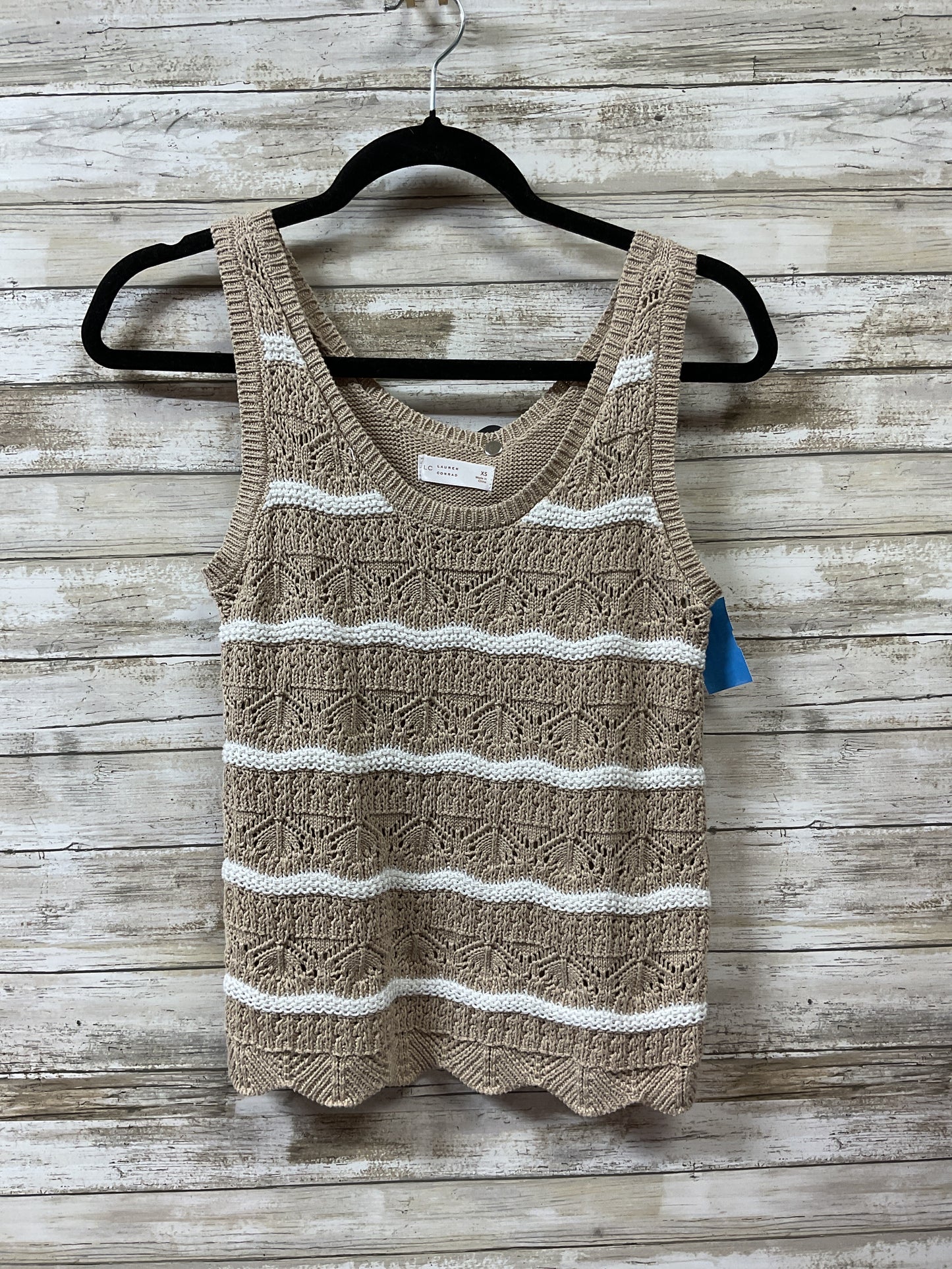 Top Sleeveless By Lc Lauren Conrad In Brown & White, Size:Xs