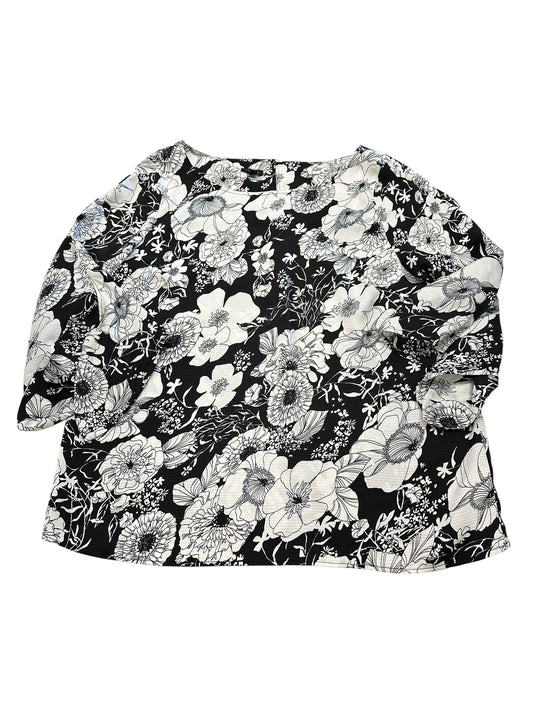 Blouse 3/4 Sleeve By Talbots In Black & White, Size:L