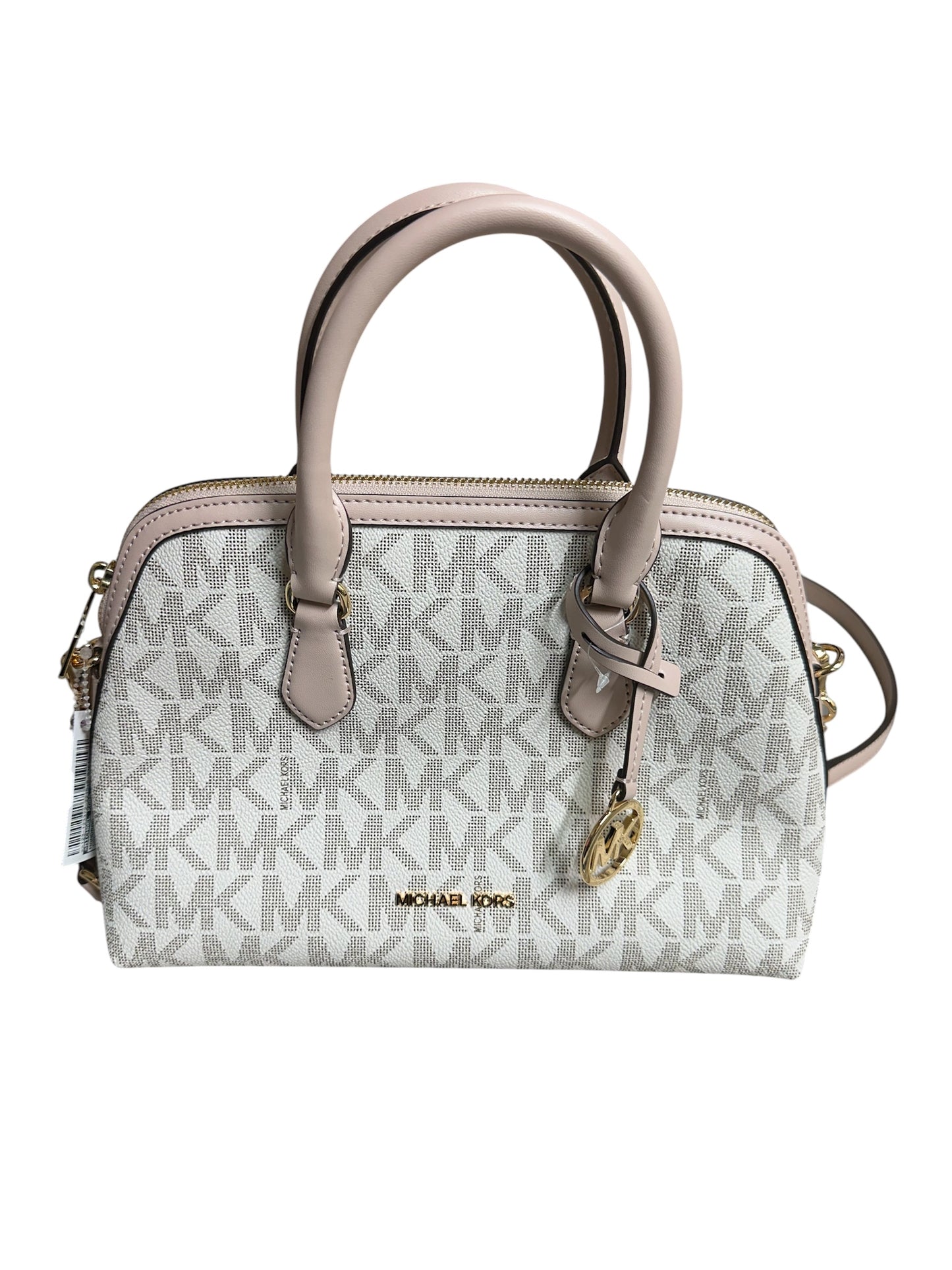Handbag Designer By Michael Kors In Cream & Pink, Size:Medium