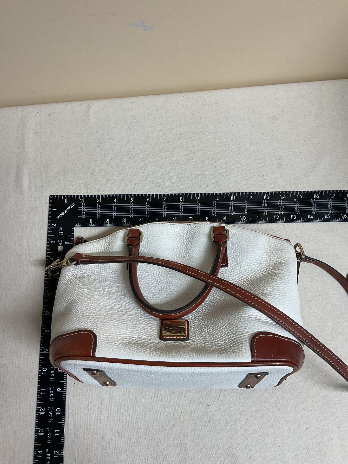 Handbag Designer By Dooney And Bourke In Brown & White, Size:Medium