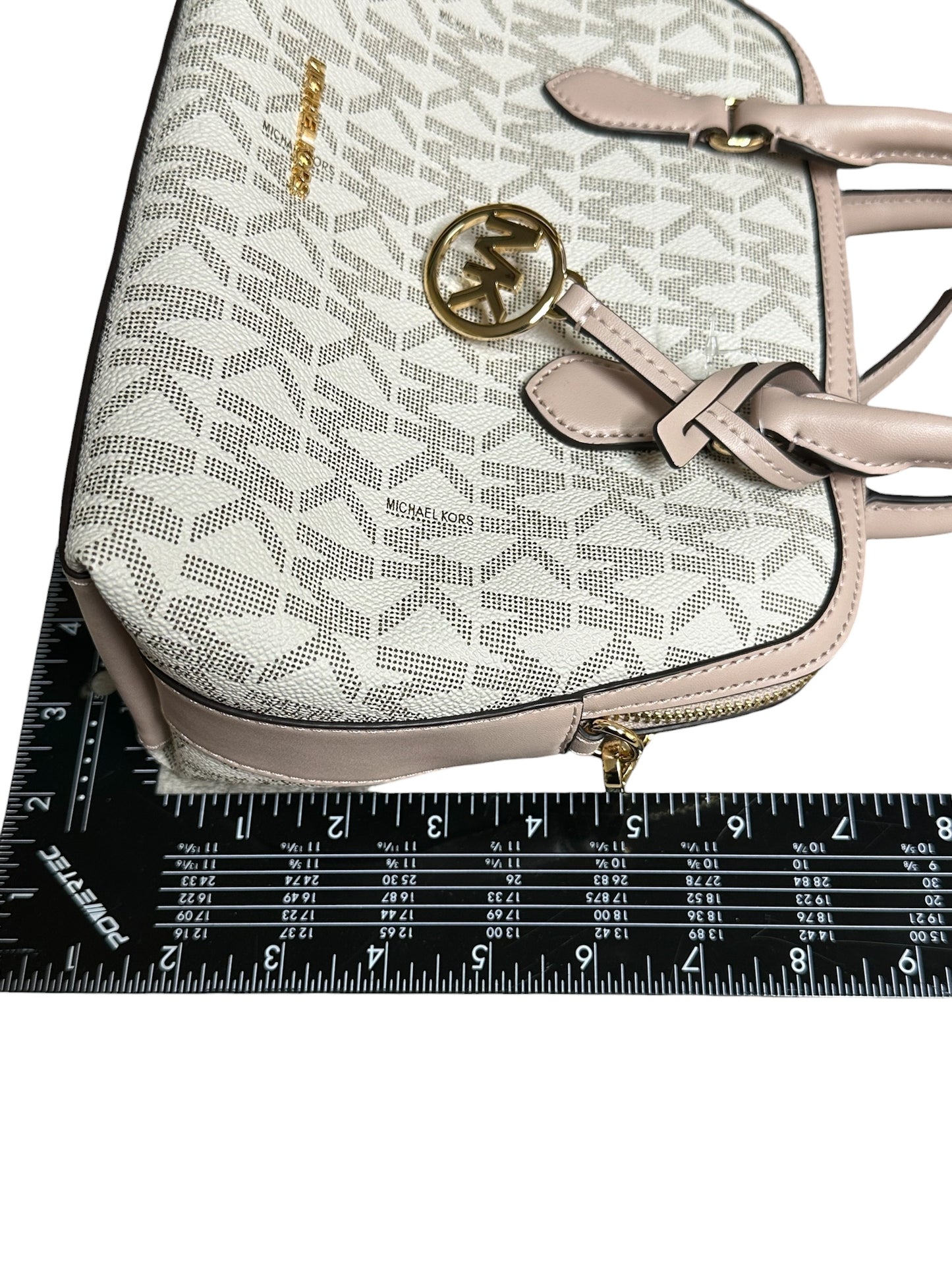 Handbag Designer By Michael Kors In Cream & Pink, Size:Medium