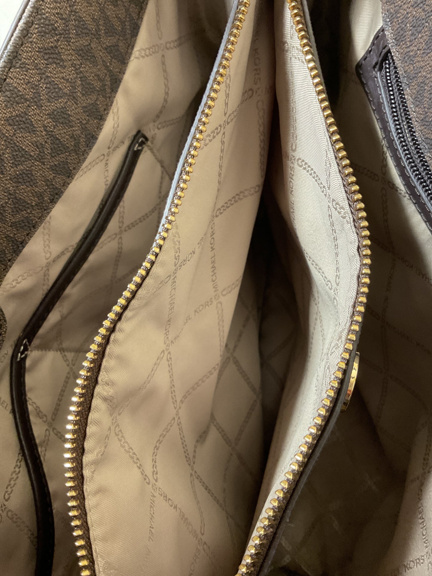 Handbag Designer By Michael Kors In Brown & Green, Size:Large