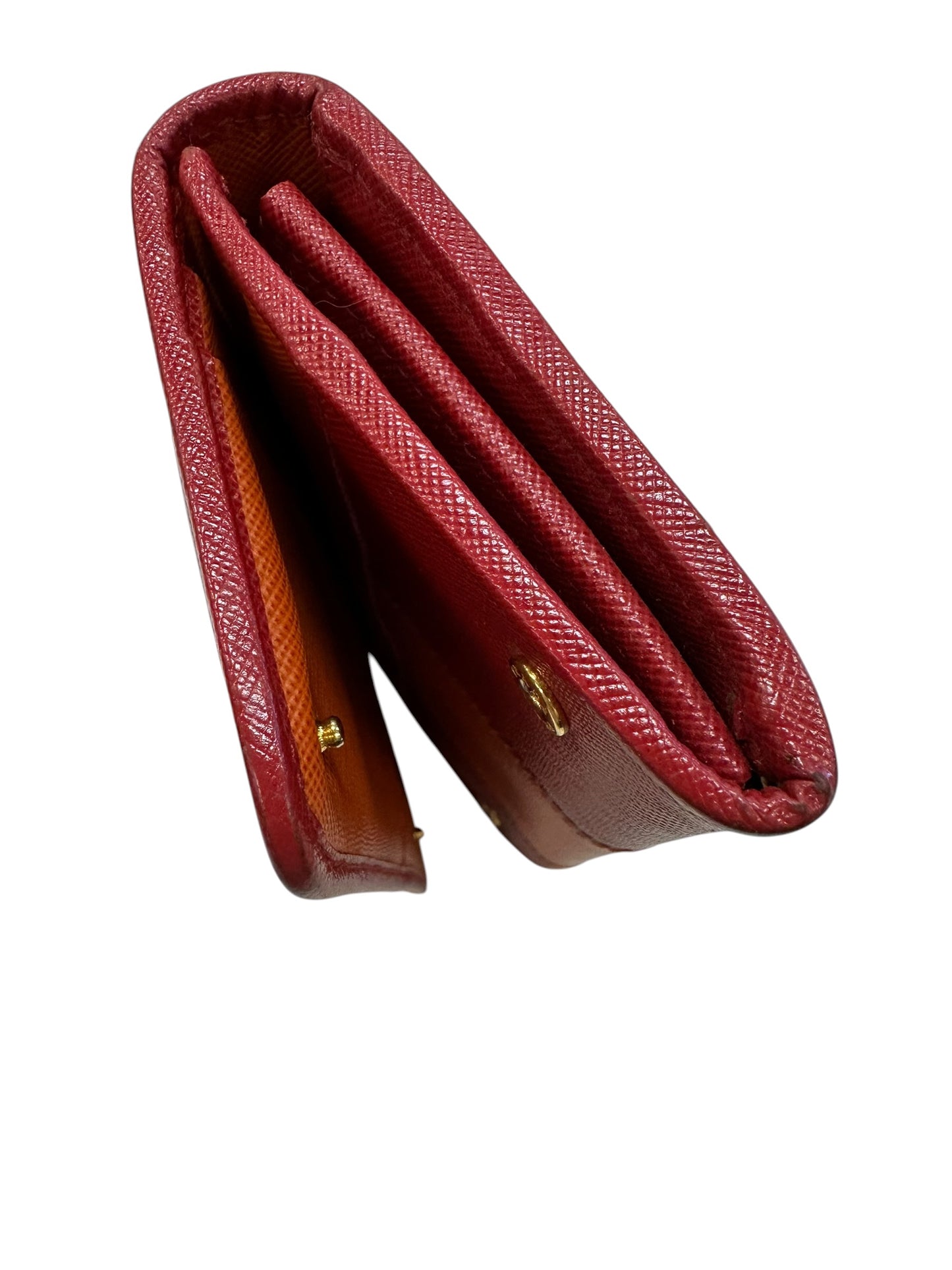 Wallet Luxury Designer By Prada In Orange & Red, Size:Large