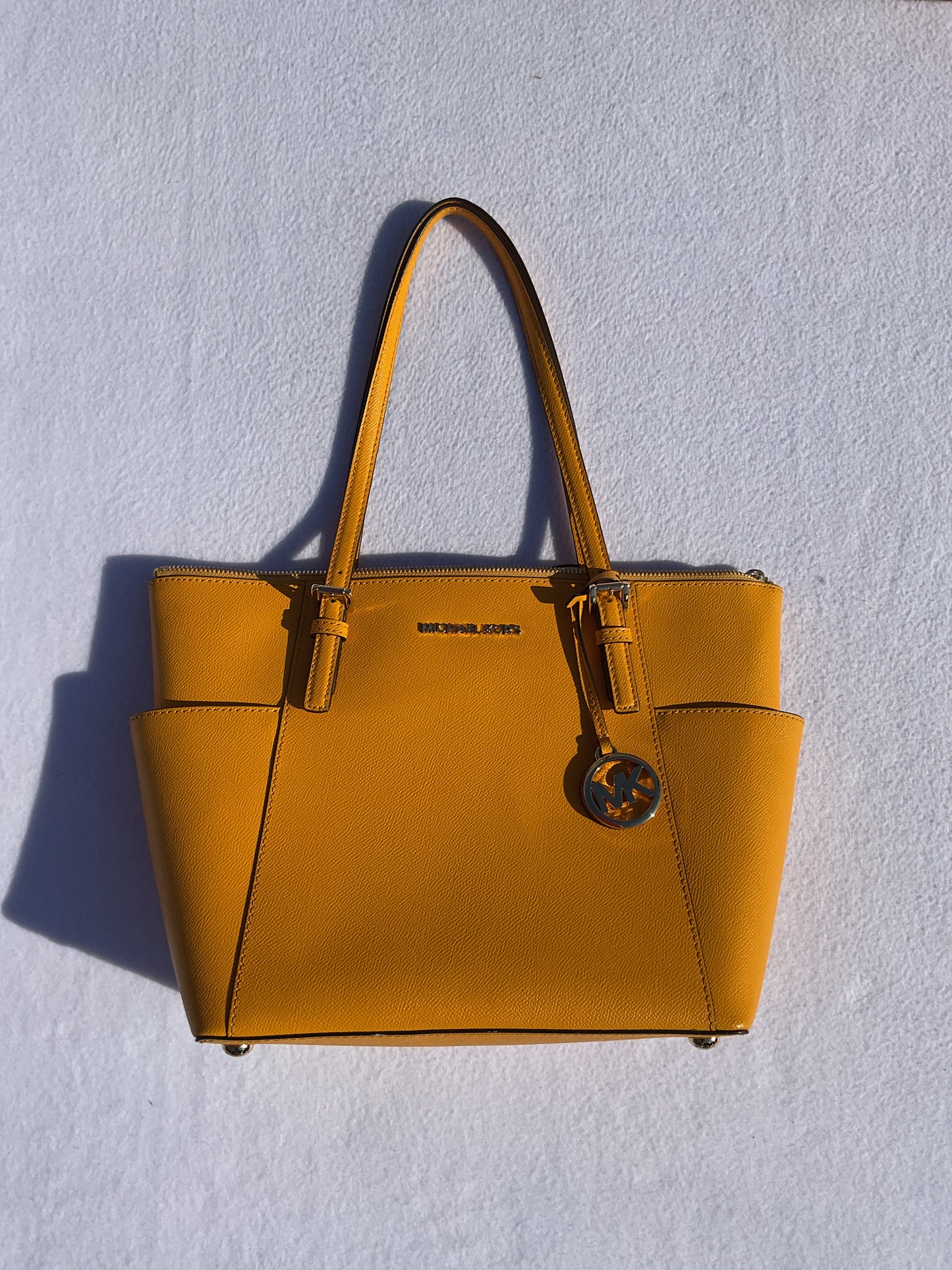 Handbag Designer By Michael Kors In Yellow, Size:Medium