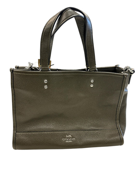 Handbag Designer By Coach In Green & Silver, Size:Medium