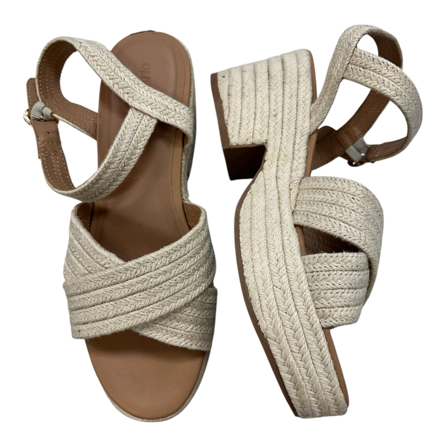 Sandals Heels Wedge By Old Navy In Tan, Size:10