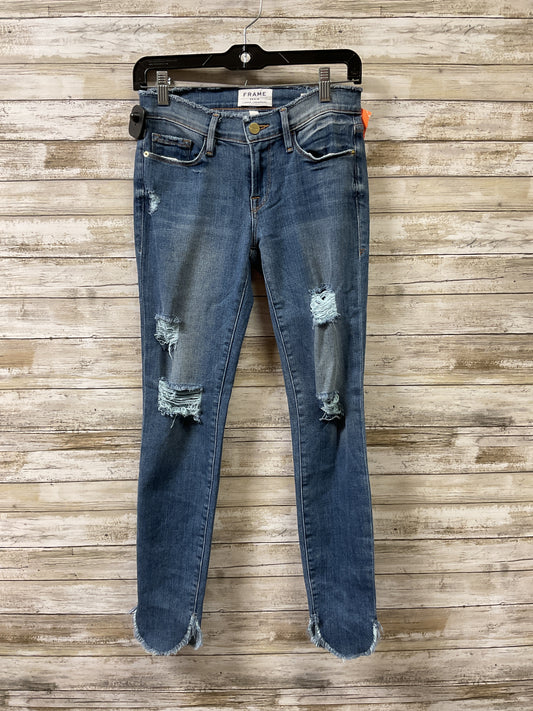 Jeans Skinny By Frame In Blue Denim, Size:0