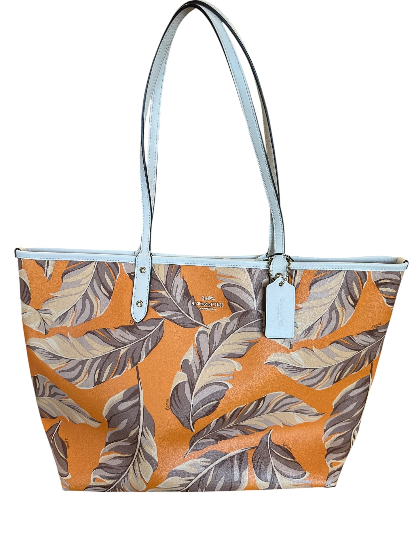 Handbag Designer By Coach In Brown & Orange, Size:Large
