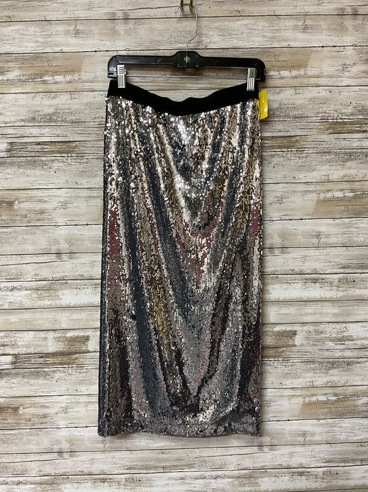 Skirt Midi By Anthropologie In Silver, Size:6