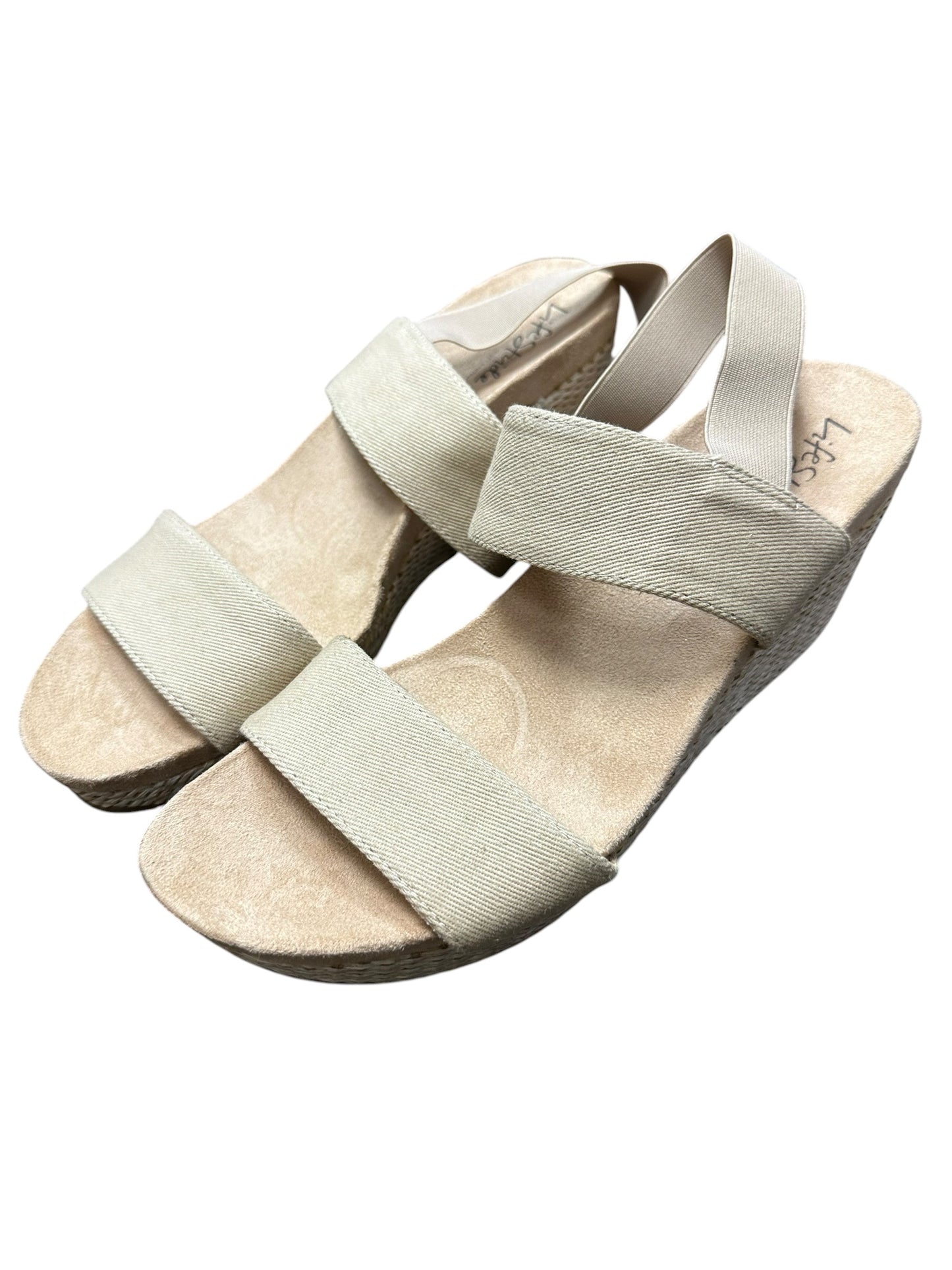 Sandals Heels Wedge By Life Stride In Beige, Size:10