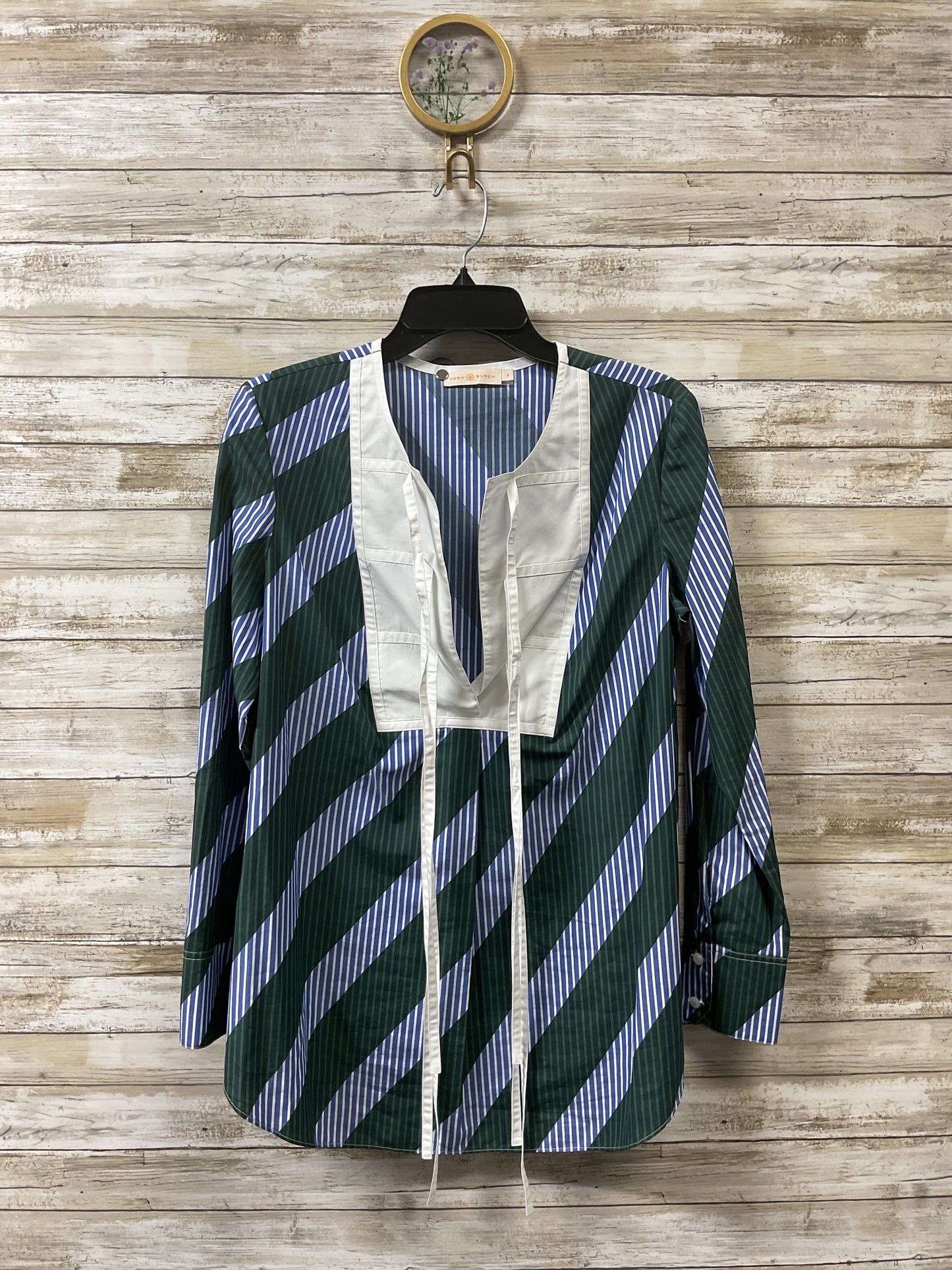 Tunic Designer By Tory Burch In Blue & Green, Size:6