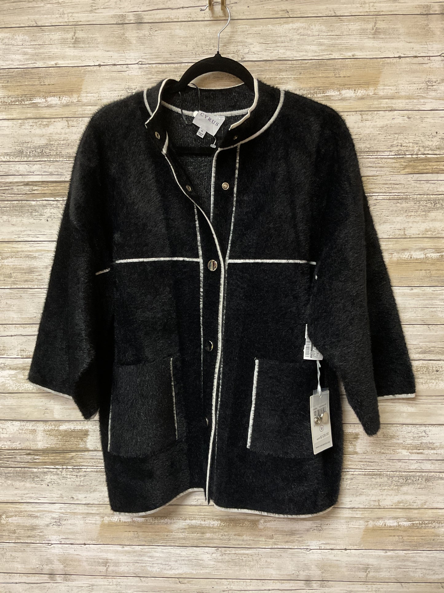 Sweater Cardigan By Cyrus In Black & White, Size:M