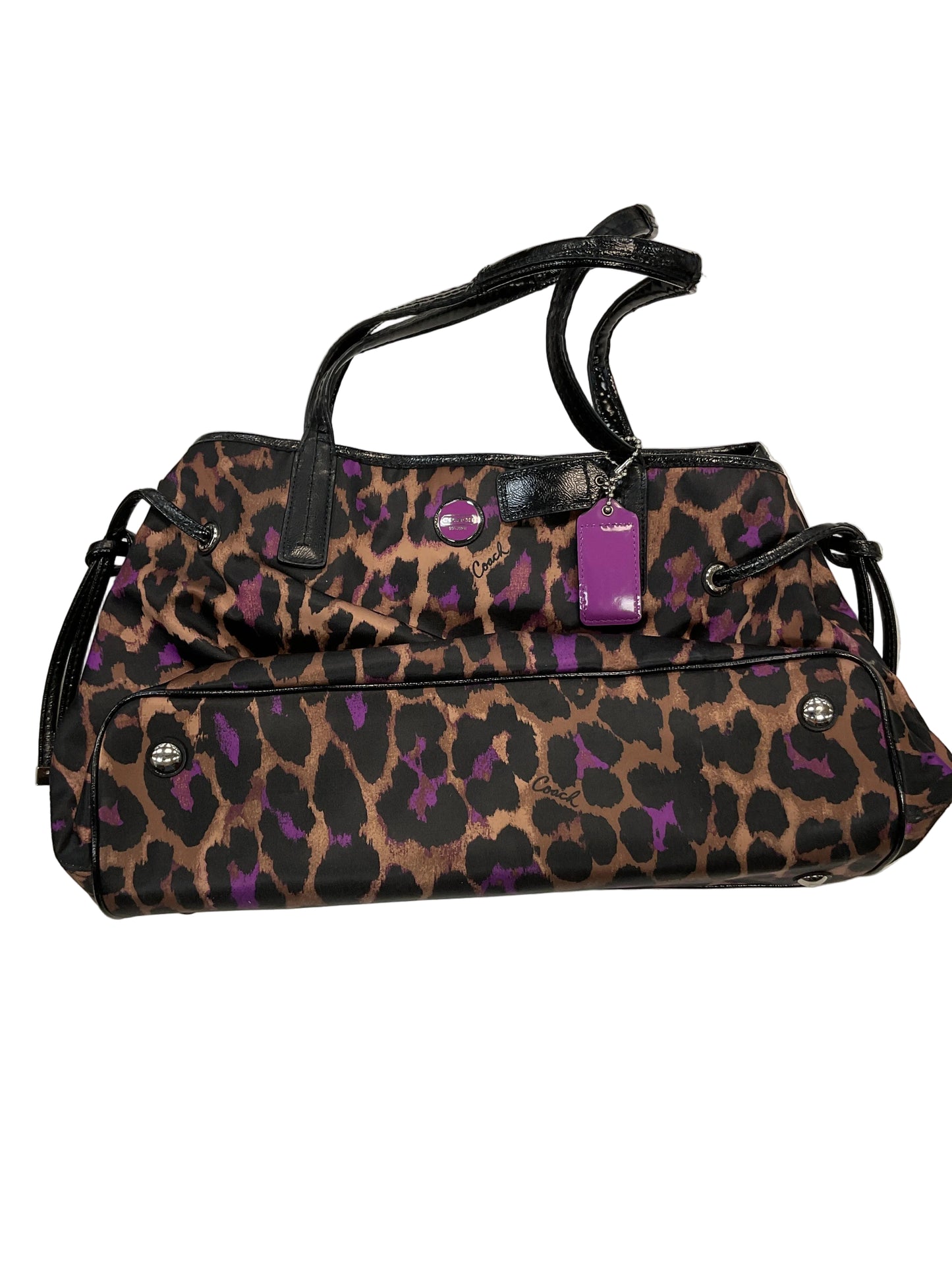 Handbag Designer By Coach In Animal Print, Size:Medium