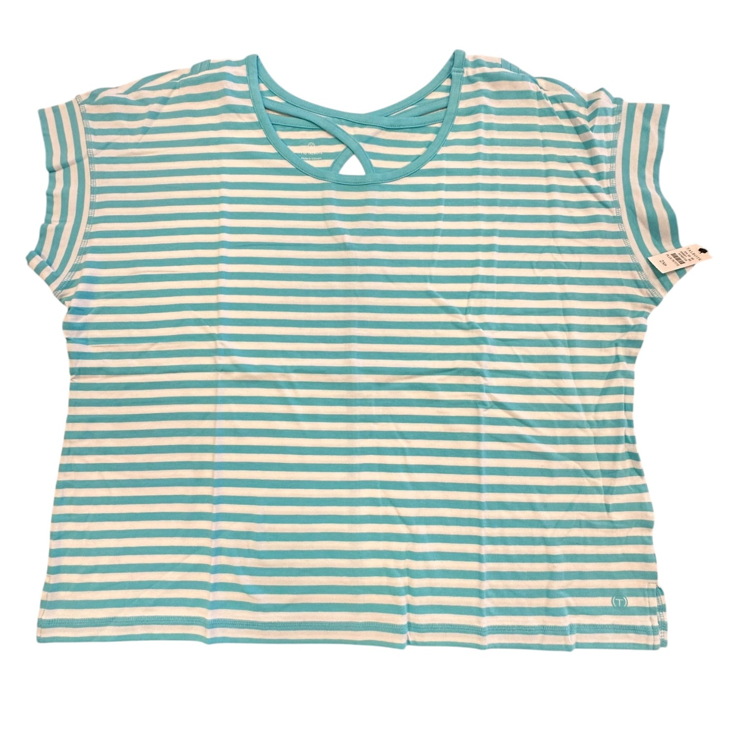 Top Ss Basic By Talbots In Blue & White, Size:2X