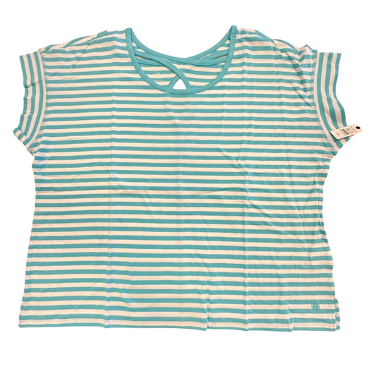 Top Ss Basic By Talbots In Blue & White, Size:2X