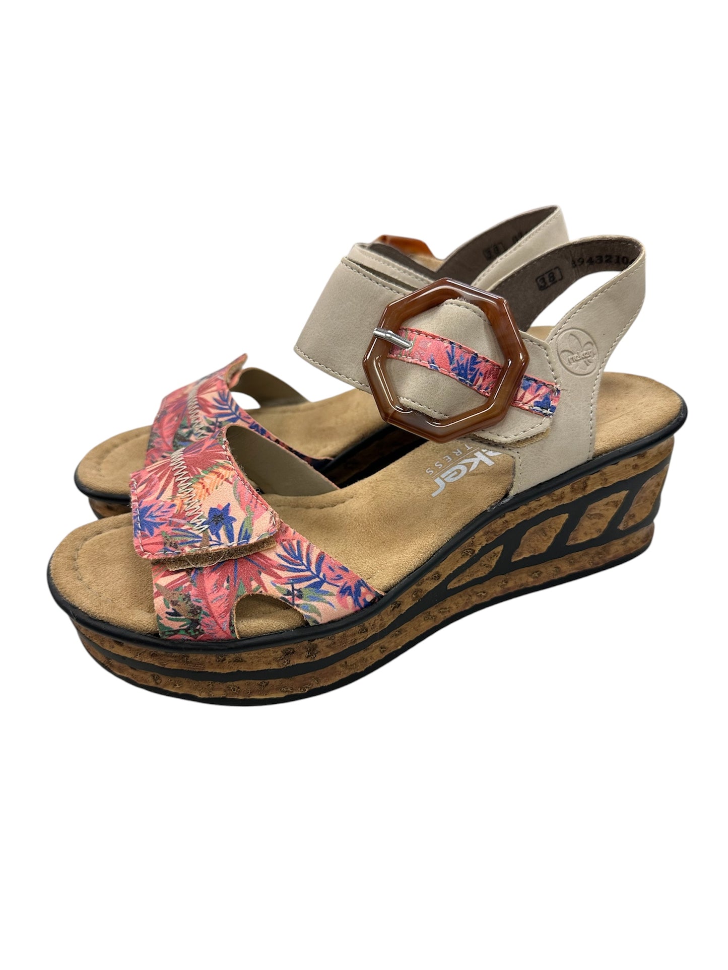 Sandals Heels Platform By Riekers In Floral Print, Size:7