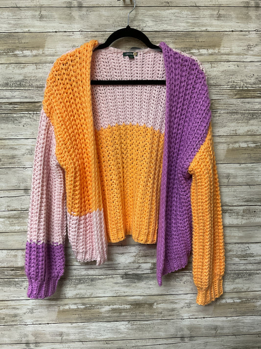 Sweater Cardigan By Wild Fable In Orange & Purple, Size:L
