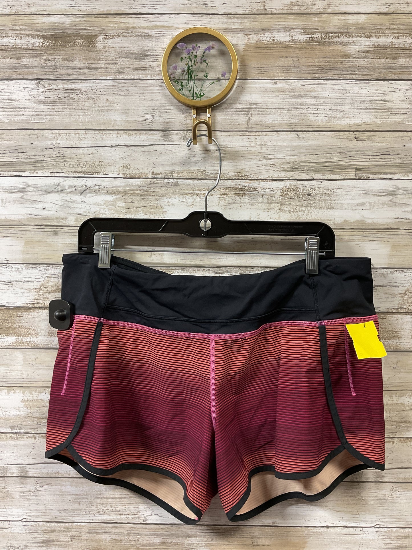Athletic Shorts By Lululemon In Black & Pink, Size:10