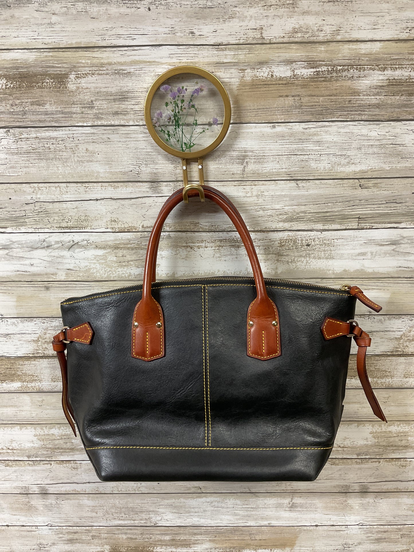 Handbag Designer By Dooney And Bourke In Black & Brown, Size:Medium