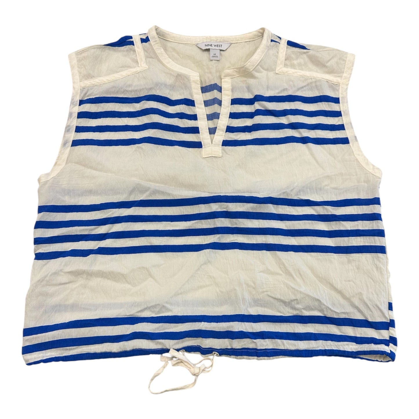 Blouse Ss By Nine West In Blue & White, Size:M