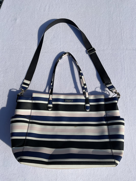 Tote Designer By Kate Spade In Striped Pattern, Size:Large