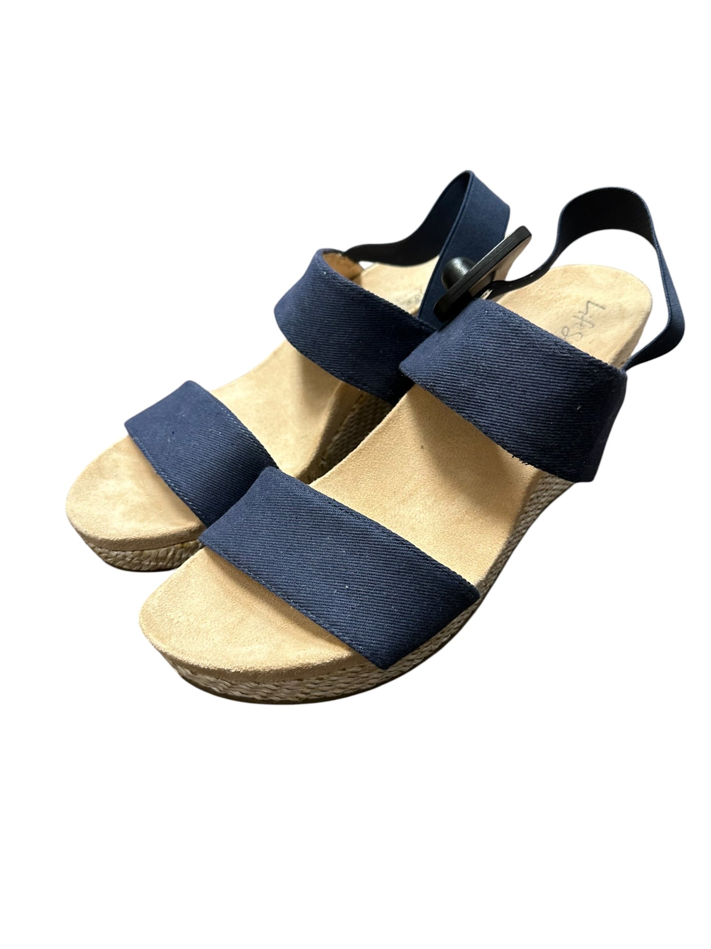 Sandals Heels Wedge By Life Stride In Navy, Size:10