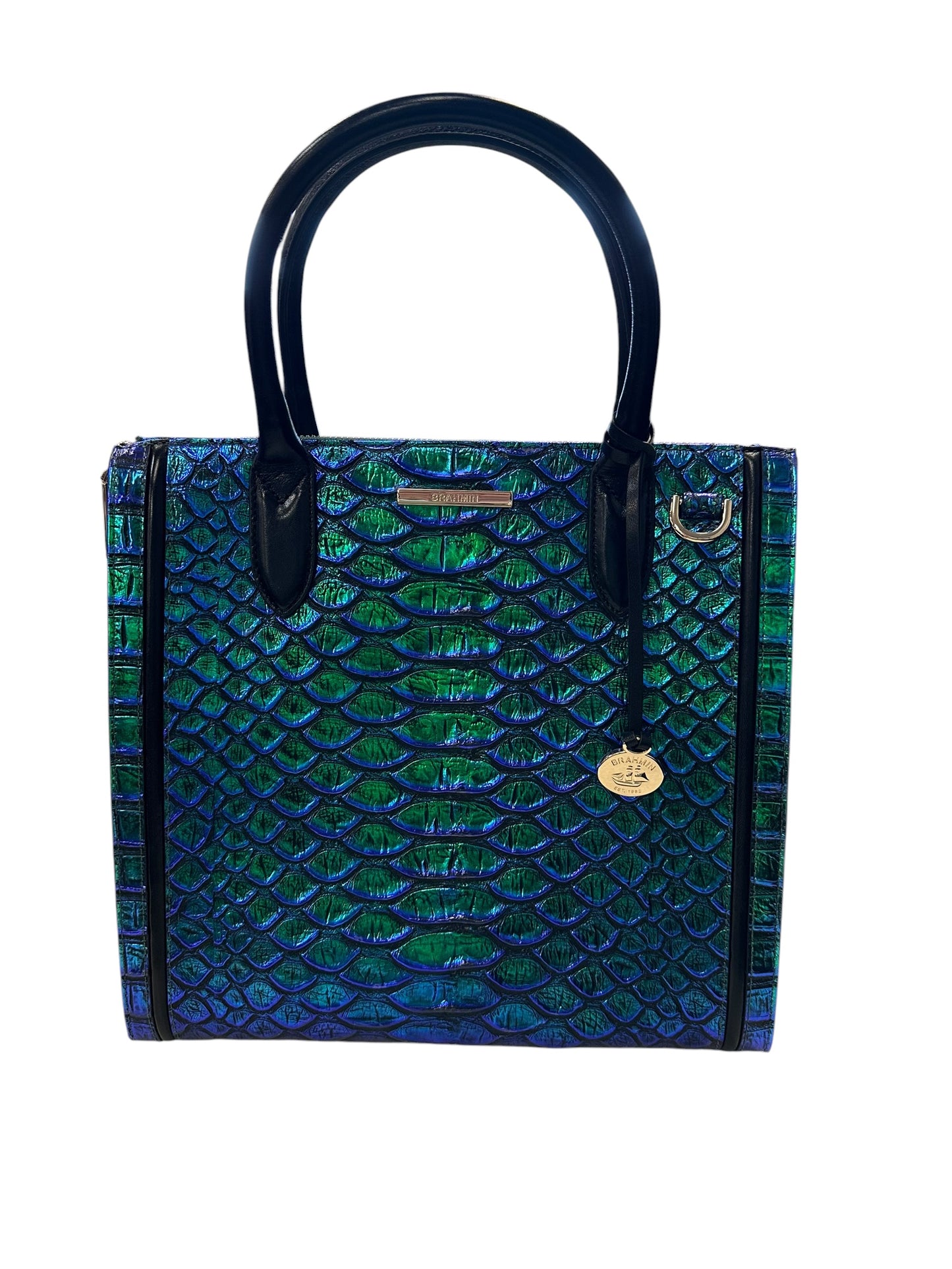 Handbag Designer By Brahmin In Blue & Green, Size:Large