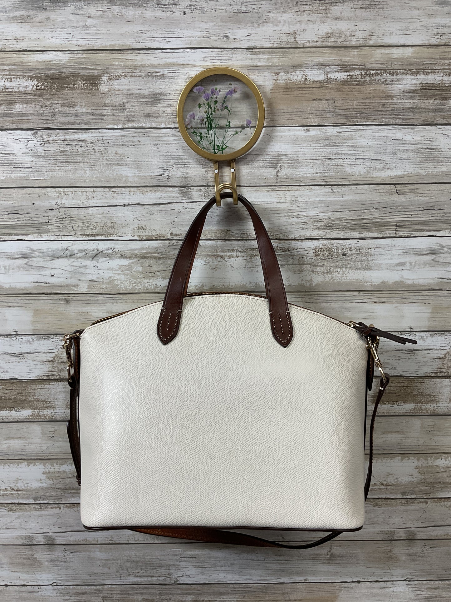 Handbag Designer By Dooney And Bourke In Brown & Cream, Size:Medium
